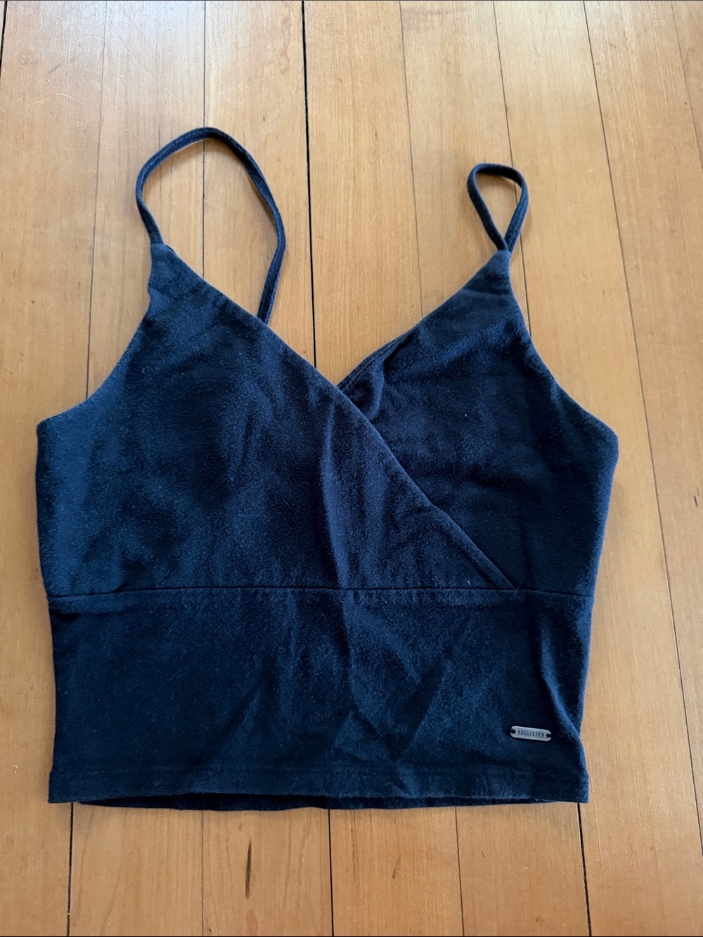 Hollister Black Cropped Wrap Tank Top